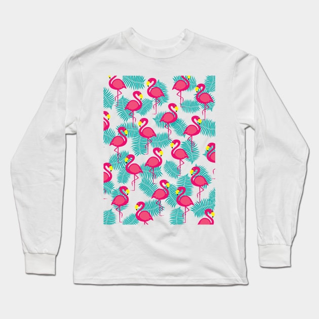 Flamingo Pattern Long Sleeve T-Shirt by Gramoda